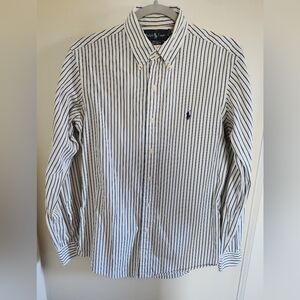 Polo Ralph Lauren Blue Yellow Striped Preppy Academia Button Down Shirt Small